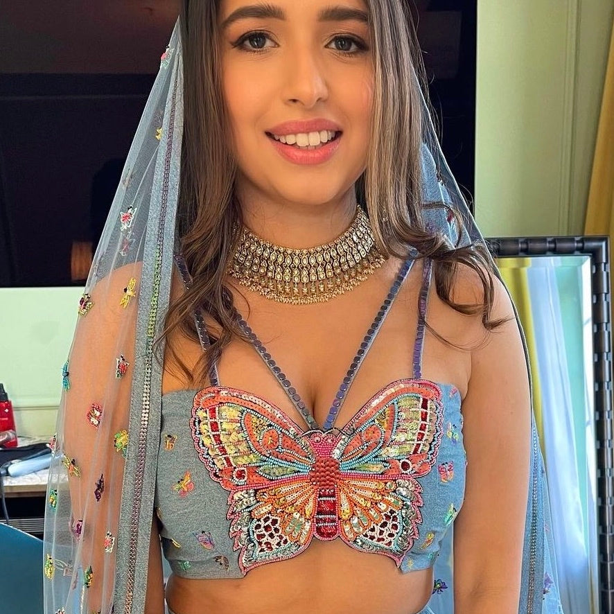ahaana khosla denim wedding lehenga makeup artist annie shah
