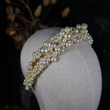 Sienna Gold Pearl Headband - Modern Wedding Hair Accessory