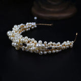Sienna Gold Pearl Headband - Modern Wedding Hair Accessory