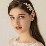 Giselle Gold Crystal Headband - Modern Wedding Hair Accessory
