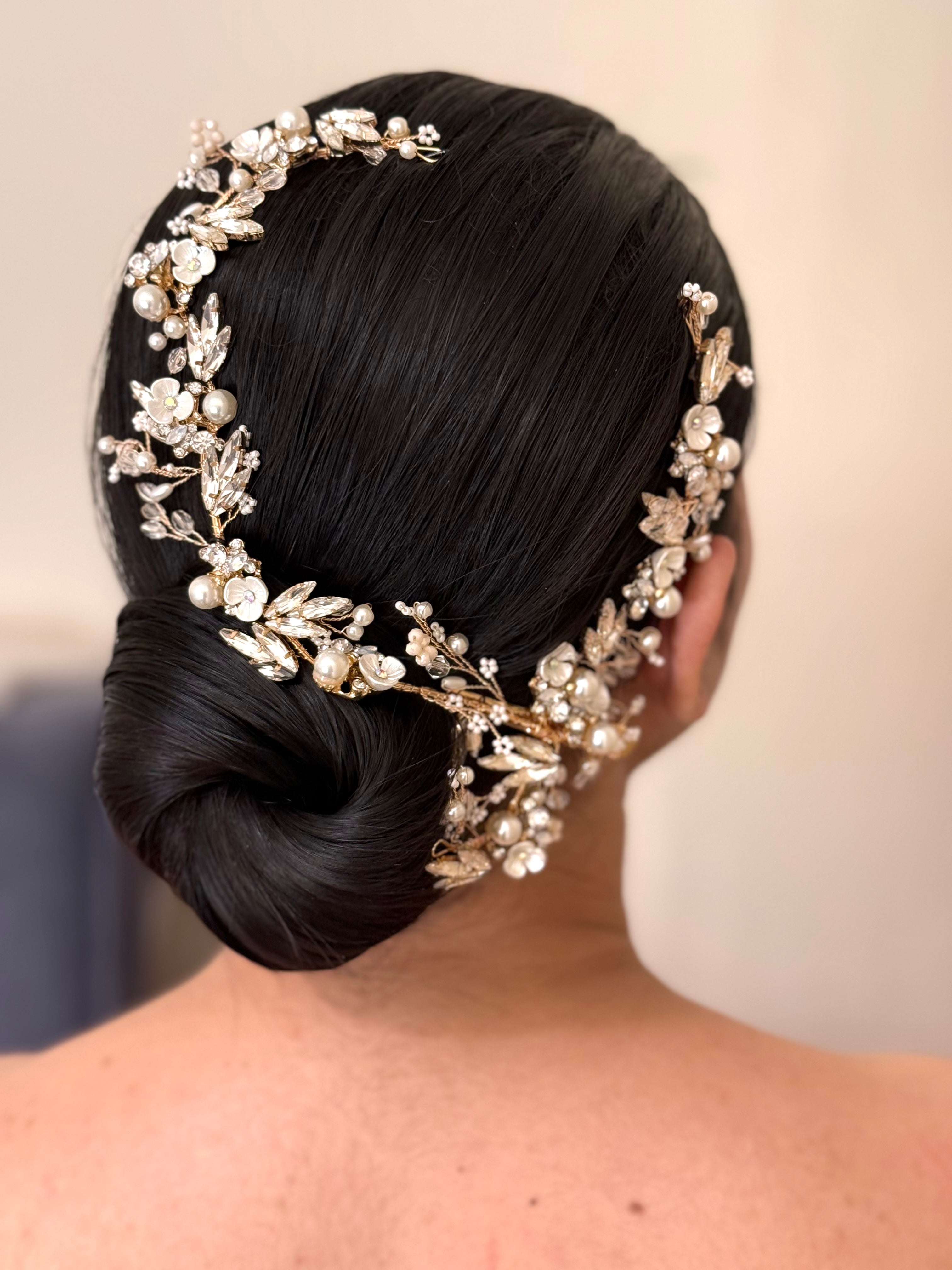 crystal & pearl hair vine wedding accessories for bride