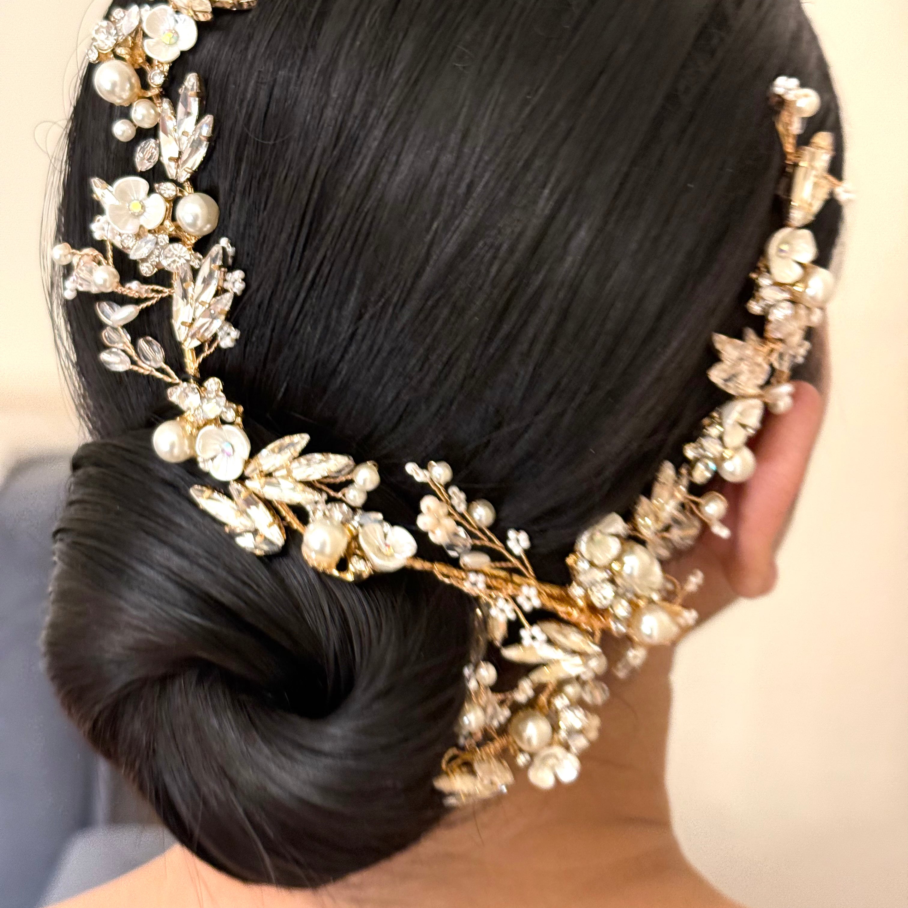 crystal & pearl hair vine wedding accessories for bride