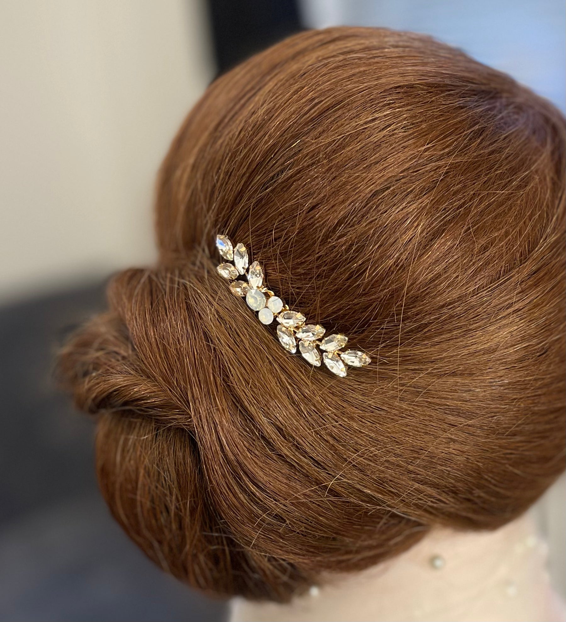 Gold Opal Crystal Bridal Hair Comb - Bridal Accessories for Hair