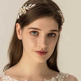 Giselle Gold Crystal Headband - Modern Wedding Hair Accessory