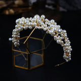 Sienna Gold Pearl Headband - Modern Wedding Hair Accessory
