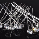 Plain Silver Crystal Hair Pins - Hair Accessories for Weddings