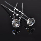 Plain Silver Crystal Hair Pins - Hair Accessories for Weddings
