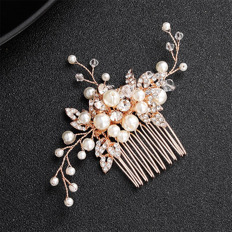 Rose Gold Crystal Bridal Hair Comb | Bridal Accessories for Hair
