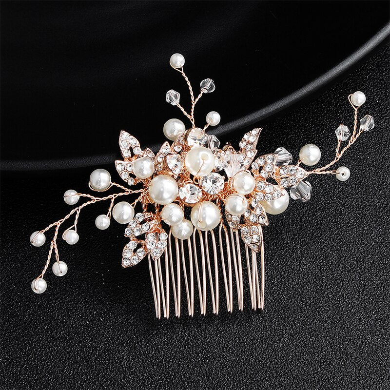 Rose Gold Crystal Bridal Hair Comb | Bridal Accessories for Hair