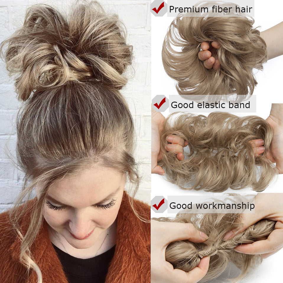 Synthetic Wrap on Curly Hair Bun for Chignons & Updos 