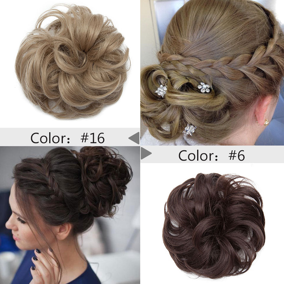 Synthetic Wrap on Curly Hair Bun for Chignons & Updos