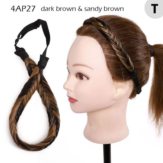 Fishtail Braided Stretch Headband Hairpiece for Women, UK