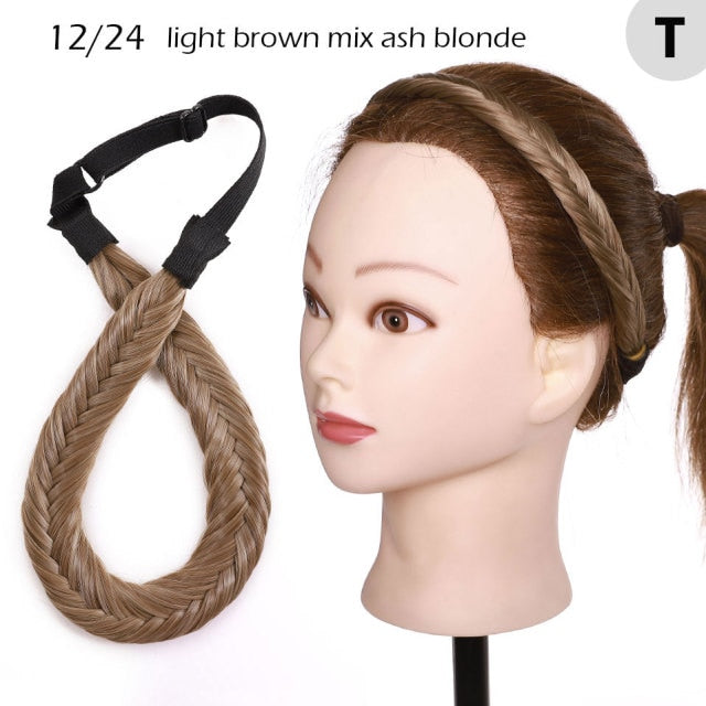 Fishtail Braided Stretch Headband Hairpiece for Women, UK