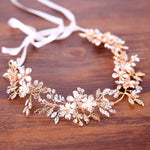 Floral Handmade Crystal & Pearl Wedding Hair Vine