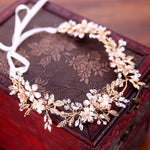 Floral Handmade Crystal & Pearl Wedding Hair Vine