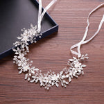Floral Handmade Crystal & Pearl Wedding Hair Vine