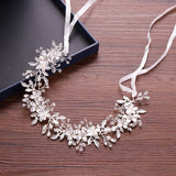 Floral Handmade Crystal & Pearl Wedding Hair Vine