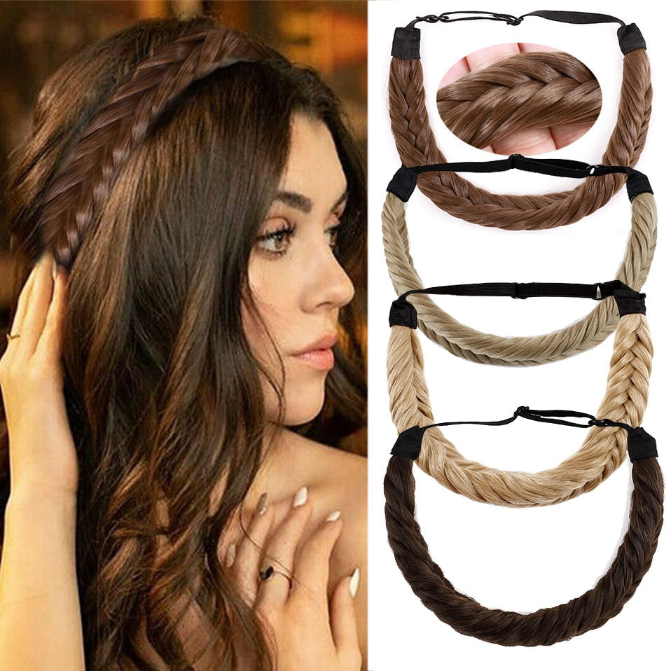 Fishtail Braided Stretch Headband Hairpiece for Women, UK