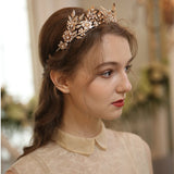 antique Gold Floral Wedding Hair Crown Headband