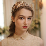antique Gold Floral Wedding Hair Crown Headband
