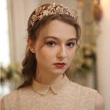 antique Gold Floral Wedding Hair Crown Headband
