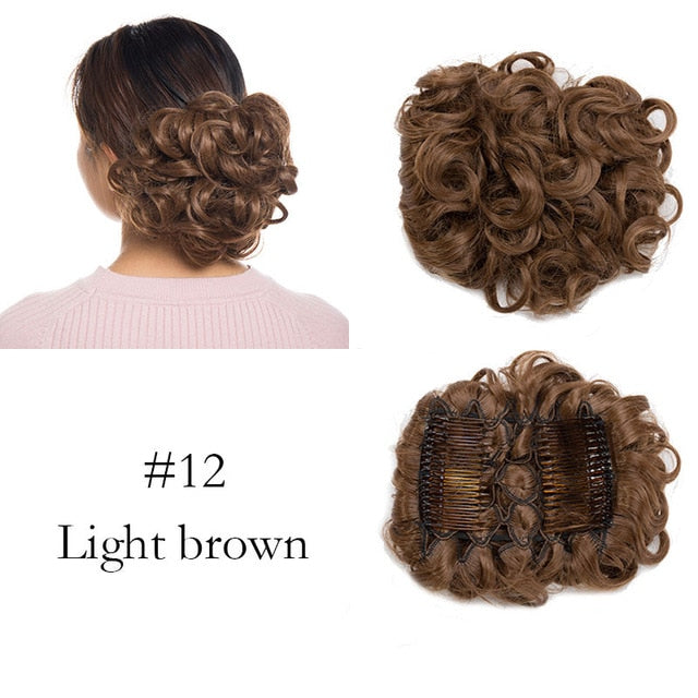 Large Synthetic Clip In Curly Hair Bun for Chignons & Updos