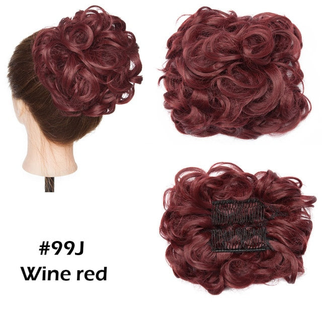 Large Synthetic Clip In Curly Hair Bun for Chignons & Updos