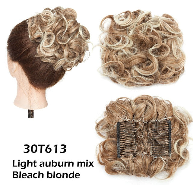 Large Synthetic Clip In Curly Hair Bun for Chignons & Updos