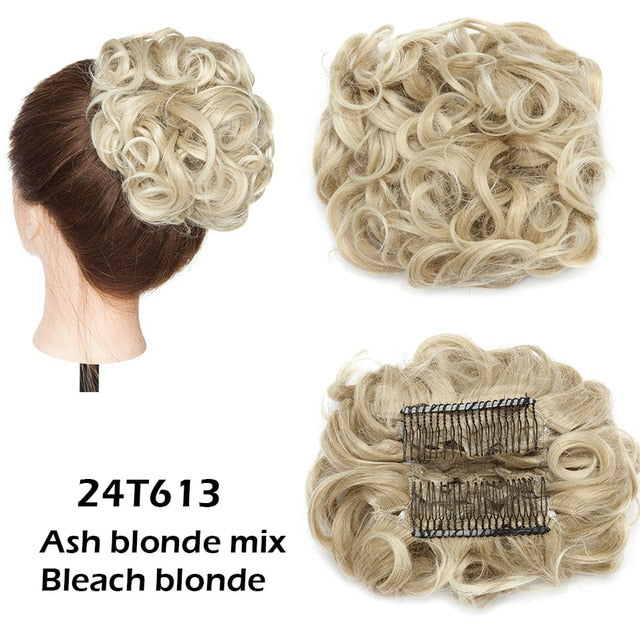 Large Synthetic Clip In Curly Hair Bun for Chignons & Updos