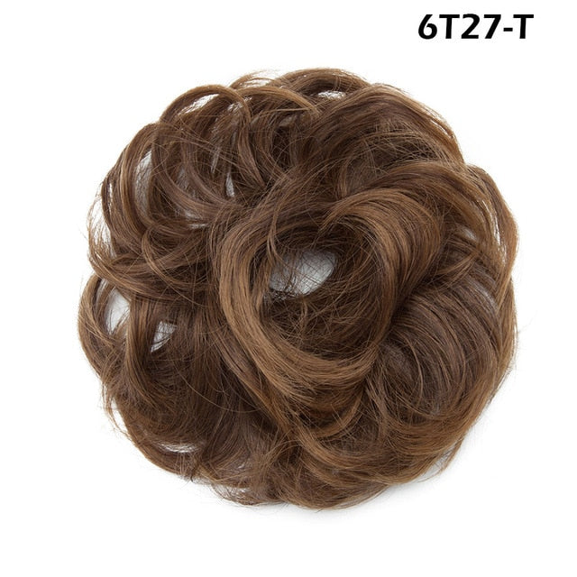 Synthetic Wrap on Curly Hair Bun for Chignons & Updos 