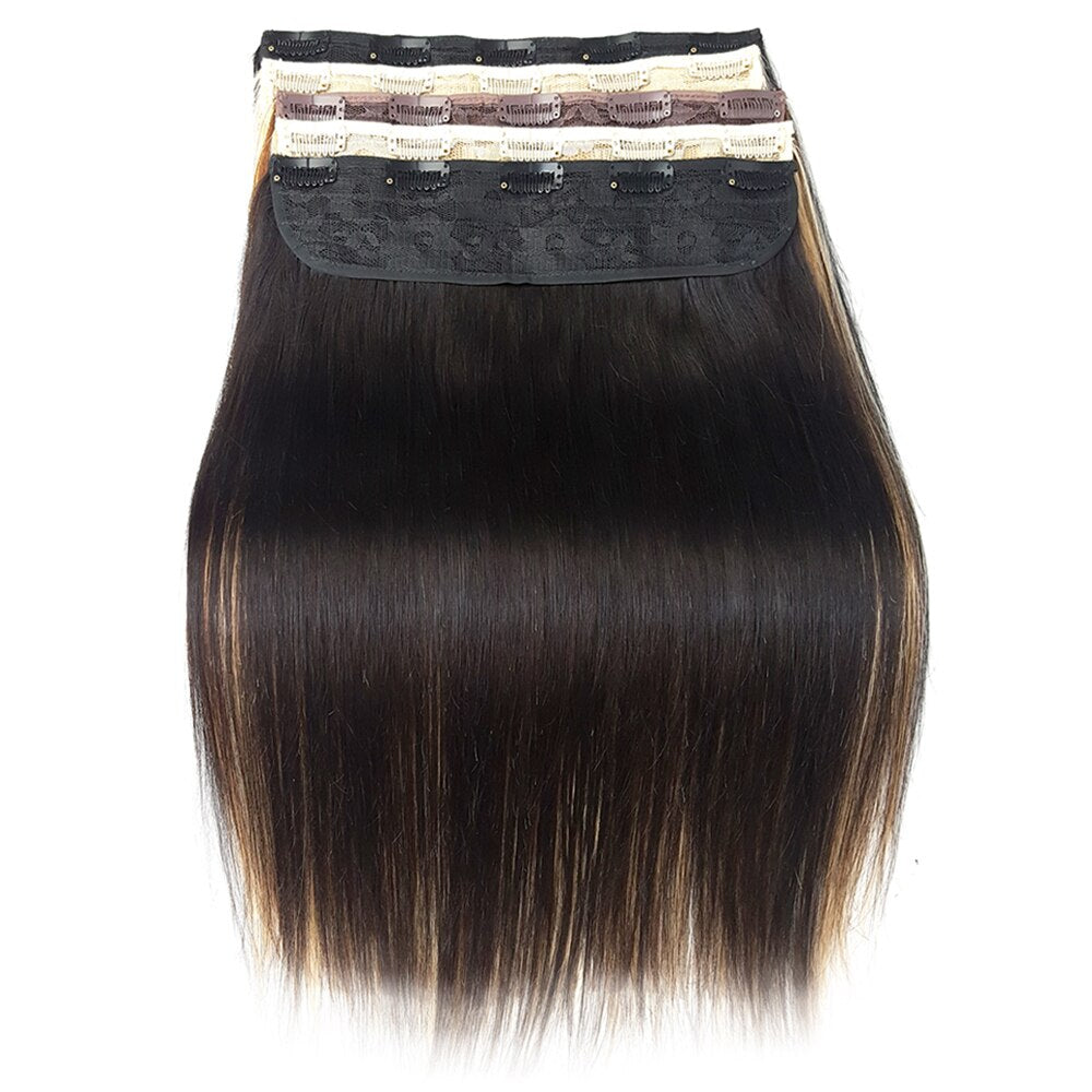 100% Human One Piece Hair Clip in Hair Extensions