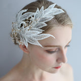 Beaded Bridal Lace Hair piece - Hair Accessories for a Wedding