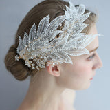Beaded Bridal Lace Hair piece - Hair Accessories for a Wedding