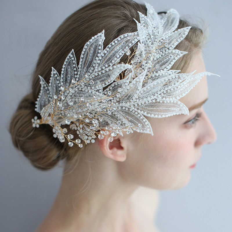 Beaded Bridal Lace Hair piece - Hair Accessories for a Wedding