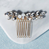 Gold Opal Crystal Bridal Hair Comb - Bridal Accessories for Hair