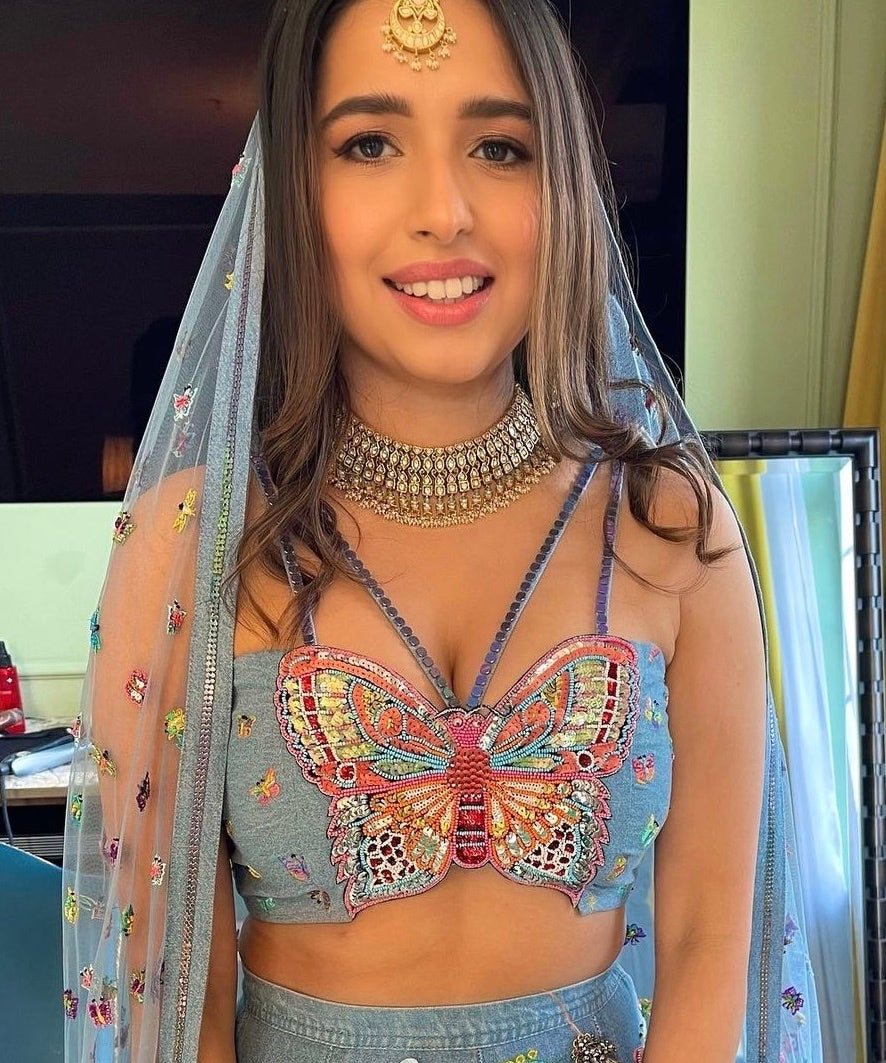 ahaana khosla denim wedding lehenga makeup artist annie shah