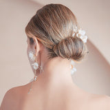 Amara Crystal Pearl Hair Comb & Earrings Set