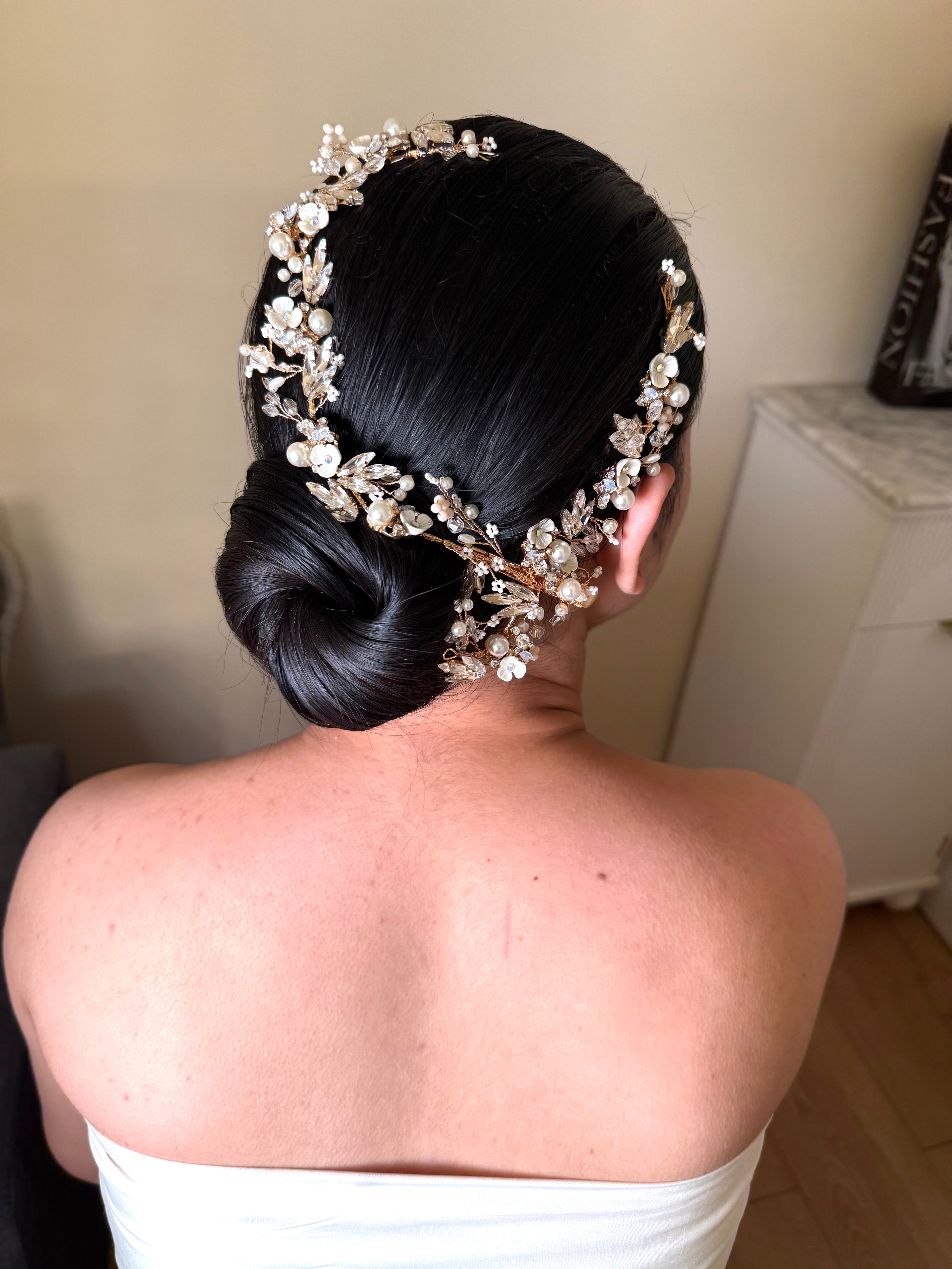 crystal & pearl hair vine wedding accessories for bride