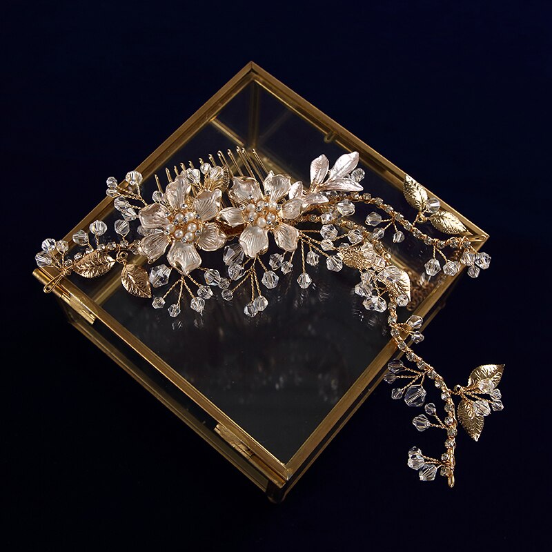 Handmade Flower Bridal Hairpiece gold