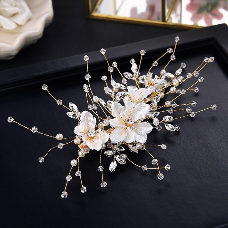 White Floral Bridal Hairpiece