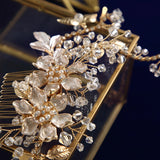Handmade Flower Bridal Hairpiece gold