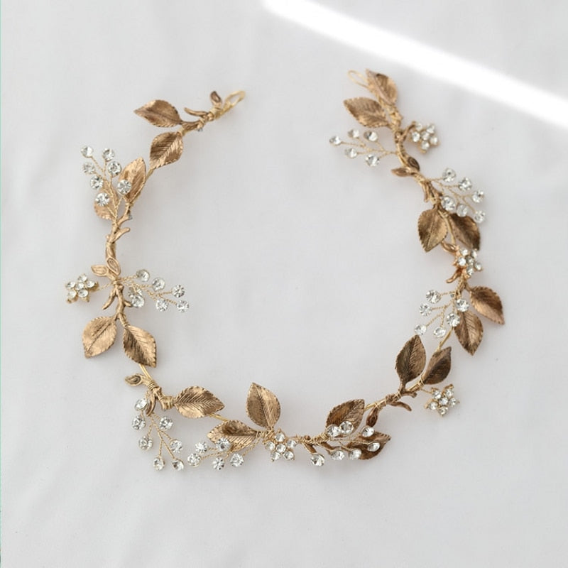Gold Leaves Vintage Pearl Headpiece