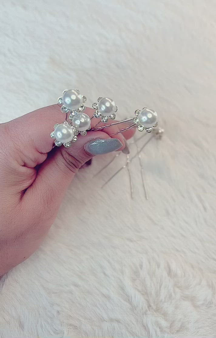 pearl crystal hair pins for weddings