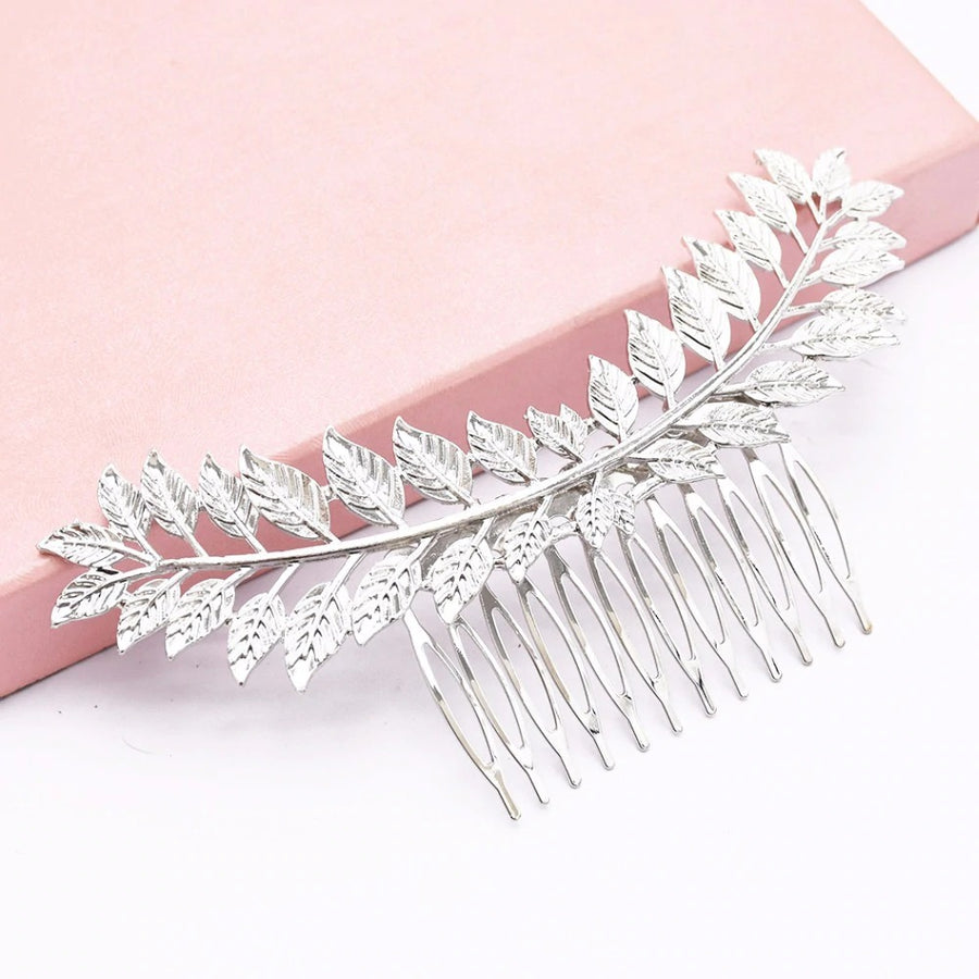 Grecian Leaf Hair Comb - Hair Accessories for Weddings silver