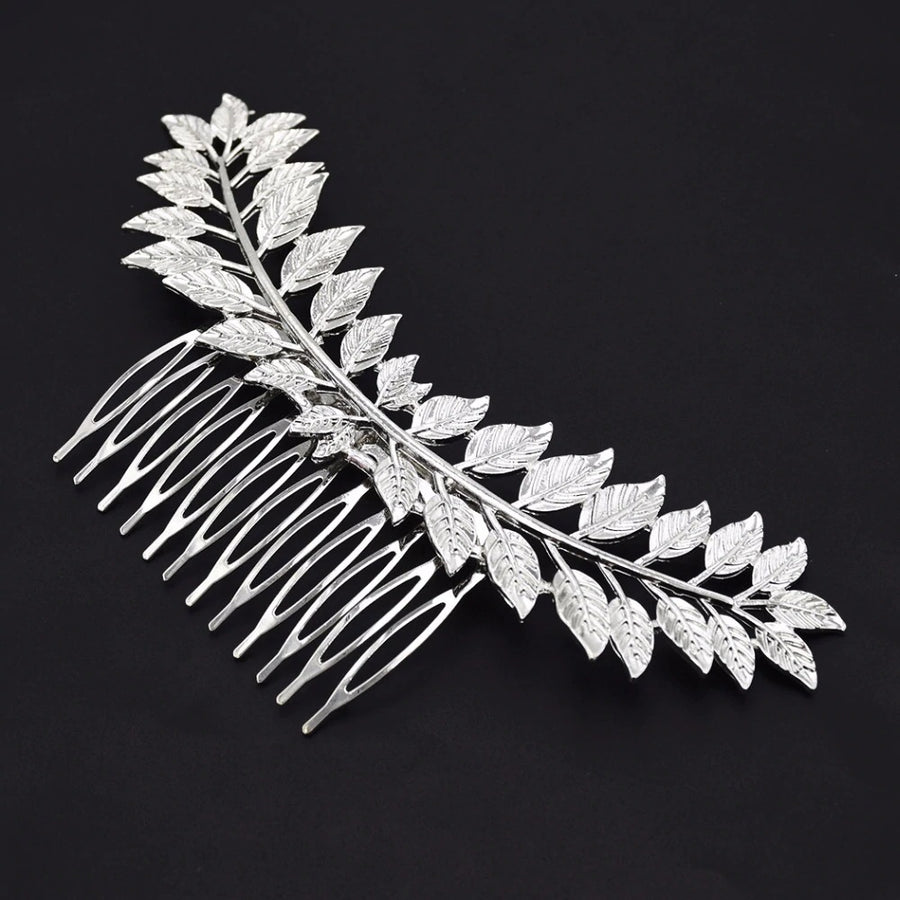 Grecian Leaf Hair Comb - Hair Accessories for Weddings silver 