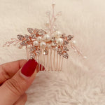 Rose Gold Crystal Bridal Hair Comb | Bridal Accessories for Hair