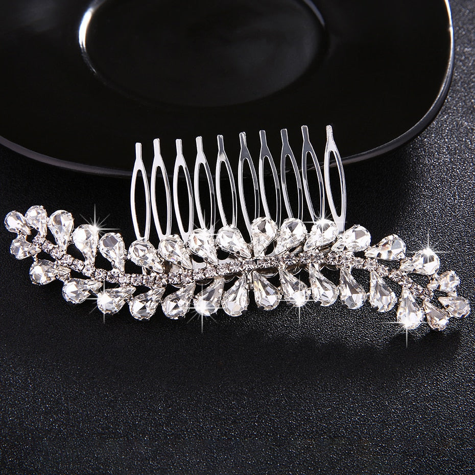 Silver Bridal Crystal Hair Comb 