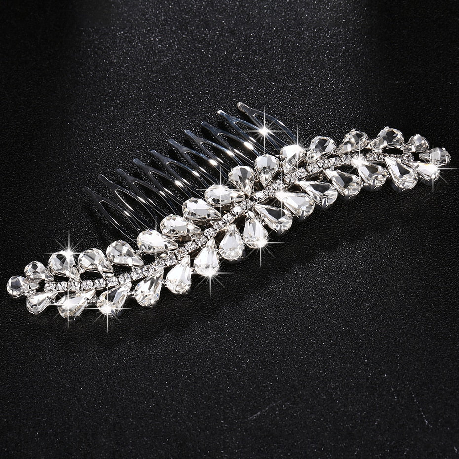 Silver Bridal Crystal Hair Comb 