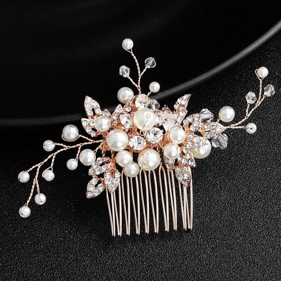 Rose Gold Crystal Bridal Hair Comb | Bridal Accessories for Hair
