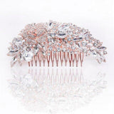 Wedding Crystal Hair Comb Rose gold - Bridal Combs for Hair